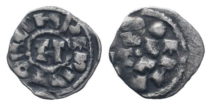 ITALY.Lucca. Henry II. 1004-1024 AD. BI Denaro.concentric legend around H within...