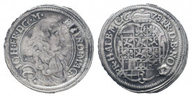 BRANDENBURG-ANSBACH.Johann Friedrich. 1667-1686 AD. Schwabach 1678.AR 1/6 Thaler. KM-82.Fine.HOLED.

Weight : 3.0 gr

Diameter : 26 mm