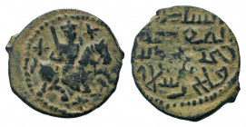 SELJUQ of RUM.Kaykhusraw I.1st Reign.1192-1196 AD.No Mint & No Date.AE Fals.Horseman right, holding sword / Arabic legend. Album 1202.Very fine.

Weig...