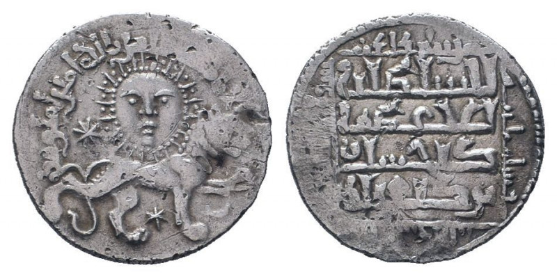 SELJUQ of RUM.Kaykhusraw II.1211-1220 AD.Siwas mint.639 AH.AR Dirhem.Lion advanc...