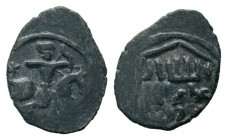SELJUQ of RUM. Masud II. 2nd reign, 1302-1308 AD.No Mint.No Date.AE fals.horseman shooting an arrow / Arabic legend.Album 1236E.Izmirlier 1392.Very fi...