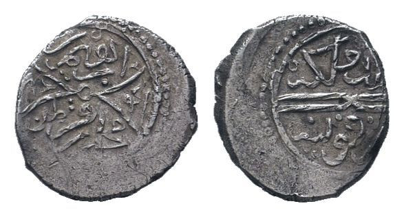 KARAMANID. Ibrahim. 1423-1463 AD. Konya mint.846 AH. AR Akce.Arabic legend / Ara...