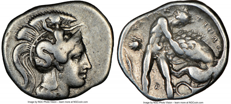 CALABRIA. Tarentum. Ca. 380-280 BC. AR diobol (13mm, 1h). NGC VF, brushed. Head ...