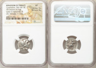 THRACIAN KINGDOM. Lysimachus (305-281 BC). AR drachm (17mm, 4.21 gm, 1h). NGC VF 5/5 - 4/5. Posthumous issue of 'Colophon', ca. 301-297 BC. Head of He...