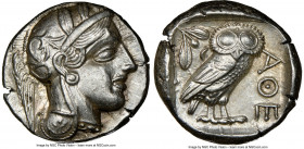 ATTICA. Athens. Ca. 440-404 BC. AR tetradrachm (25mm, 17.19 gm, 5h). NGC Choice AU 5/5 - 5/5. Mid-mass coinage issue. Head of Athena right, wearing cr...