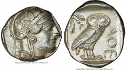 ATTICA. Athens. Ca. 440-404 BC. AR tetradrachm (26mm, 17.22 gm, 3h). NGC Choice AU 5/5 - 4/5. Mid-mass coinage issue. Head of Athena right, wearing cr...