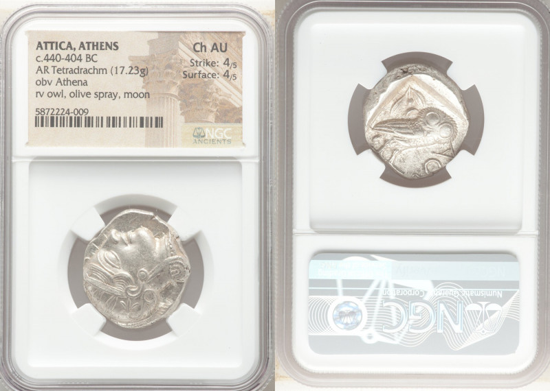 ATTICA. Athens. Ca. 440-404 BC. AR tetradrachm (25mm, 17.23 gm, 3h). NGC Choice ...