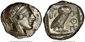 ATTICA. Athens. Ca. 440-404 BC. AR tetradrachm (26mm, 17.22 gm, 7h). NGC Choice AU 4/5 - 4/5, brushed. Mid-mass coinage issue. Head of Athena right, w...