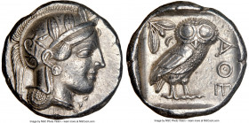 ATTICA. Athens. Ca. 440-404 BC. AR tetradrachm (24mm, 17.15 gm, 1h). NGC AU 5/5 - 4/5. Mid-mass coinage issue. Head of Athena right, wearing crested A...