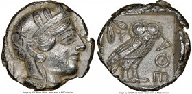 ATTICA. Athens. Ca. 440-404 BC. AR tetradrachm (25mm, 17.15 gm, 7h). NGC AU 5/5 - 3/5. Mid-mass coinage issue. Head of Athena right, wearing crested A...