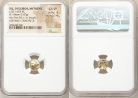 LESBOS. Mytilene. Ca. 521-478 BC. EL sixth-stater or hecte (11mm, 2.47 gm, 3h). NGC Choice VF 4/5 - 4/5. Head of roaring lion right, wearing beaded co...