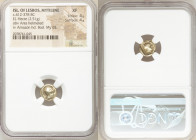 LESBOS. Mytilene. Ca. 412-378 BC. EL sixth-stater or hecte (11mm, 2.51 gm, 5h). NGC XF 4/5 - 4/5. Head of Ares right, bearded, wearing helmet decorate...