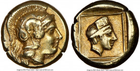 LESBOS. Mytilene. Ca. 412-378 BC. EL sixth-stater or hecte (11mm, 2.57 gm, 7h). NGC Choice XF 5/5 - 4/5. Head of Athena right wearing crested Attic he...