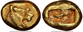 LYDIAN KINGDOM. Alyattes or Walwet (ca. 610-546 BC). EL third-stater or trite (14mm, 4.69 gm). NGC Choice XF 4/5 - 3/5, marks. Uninscribed, Lydo-Miles...