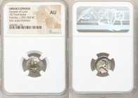 LYCIAN DYNASTS. Pericles (ca. 390-360 BC). AR third-stater (16mm, 3h). NGC AU. Uncertain mint. Lion scalp facing Π↑P-EK-Λ↑ (Pericles in Lycian), trisk...