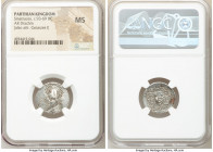 PARTHIAN KINGDOM. Sinatruces (ca. 93-69 BC). AR drachm (19mm, 11h). NGC MS. Rhagae. Diademed bust of Sinatruces left, wearing tiara ornamented with ho...