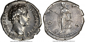 Marcus Aurelius, as Caesar (AD 161-180). AR denarius (19mm, 5h). NGC VF. Rome, AD 145-(147?). AVRELIVS CAE-SAR AVG P II F, bare head of Marcus Aureliu...