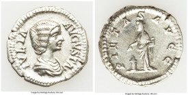 Julia Domna (AD 193-217). AR denarius (19mm, 3.43 gm, 6h). VF. Rome, AD 200-207. IVLIA-AVGVSTA, draped bust of Julia Domna right, seen from front, wea...