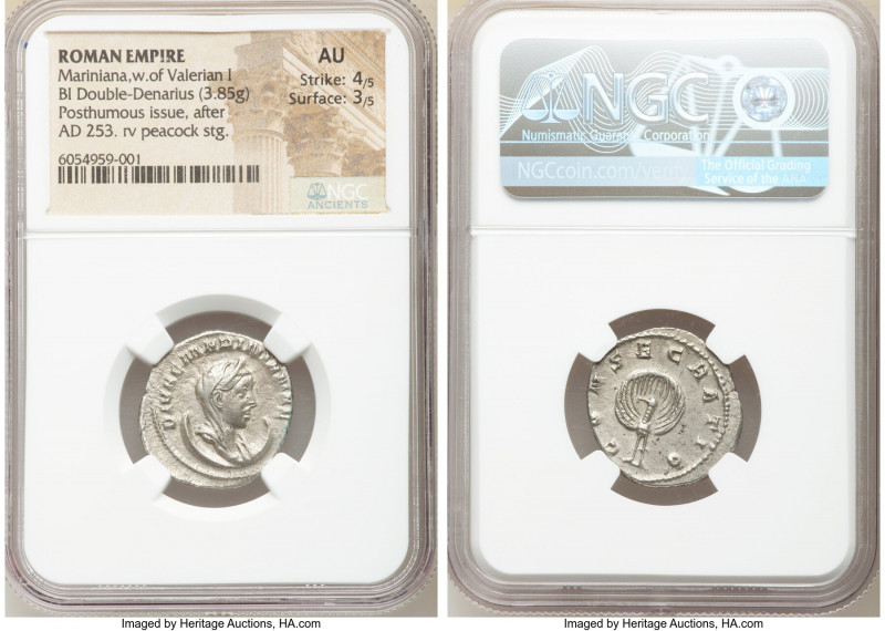 Diva Mariniana (after AD 253). AR antoninianus (22mm, 3.85 gm, 1h). NGC AU 4/5 -...
