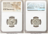 Diva Mariniana (after AD 253). AR antoninianus (22mm, 3.85 gm, 1h). NGC AU 4/5 - 3/5. Rome, ca. AD 256. DIVAE MARINIANAE, veiled, diademed, draped bus...
