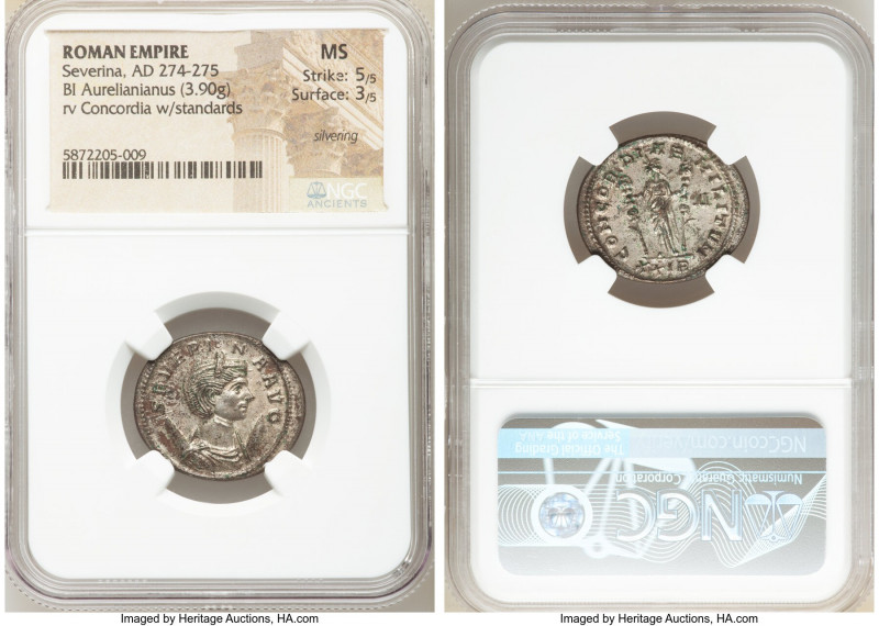 Severina (AD 274-275). BI antoninianus (23mm, 3.90 gm, 6h). NGC MS 5/5 - 3/5, Si...