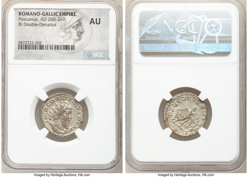 Postumus, Romano-Gallic Empire (AD 260-269). BI antoninianus (22mm, 1h). NGC AU....