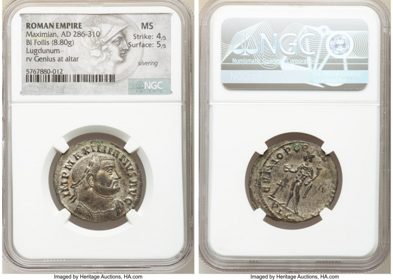 Maximian (AD 286-310). BI nummus or follis (28mm, 8.80 gm, 1h). NGC MS 4/5 - 5/5...