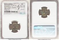 Constantine I the Great (AD 307-337). AE3 or BI nummus (19mm, 3.11 gm, 7h). NGC MS 4/5 - 4/5, Silvering. Trier, 1st officina, AD 323-324. CONSTAN-TINV...