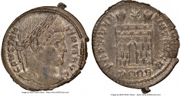 Constantine I the Great (AD 307-337). AE3 or BI nummus (21mm, 5h). NGC MS. Trier, 1st officina, AD 327-328. CONSTAN-TINVS AVG, laureate head of Consta...