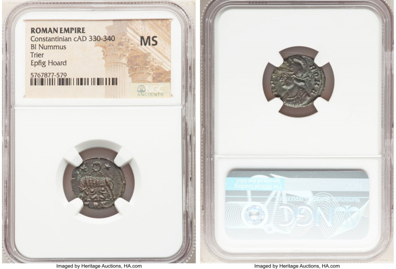 Constantinople Commemorative (ca. AD 330-340). AE3 or BI nummus (17mm, 6h). NGC ...