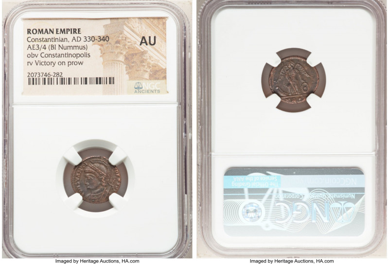 Constantinople Commemorative (ca. AD 330-340). AE3 or BI nummus (16mm, 6h). NGC ...