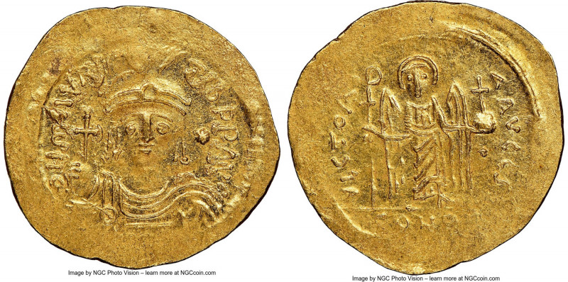 Maurice Tiberius (AD 582-602). AV light-weight solidus of 23 siliquae (22mm, 7h)...