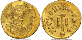 Constans II (AD 641-668). AV semissis (18mm, 2.17 gm, 7h). NGC MS 4/5 - 3/5, wavy flan, brushed. Constantinople. d N CONSTAN-TINЧS PP A, pearl-diademe...