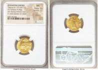 Tiberius III Apsimar (AD 698-705). AV solidus (19mm, 4.48 gm, 6h). NGC MS 4/5 - 3/5, brushed. Constantinople, 7th officina. D tIbЄRI-ЧS PЄ-AV, crowned...