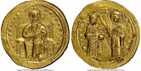 Romanus III Argyrus (AD 1028-1034). AV histamenon nomisma (24mm, 4.42 gm, 6h). NGC MS 5/5 - 3/5, brushed. Constantinople. +IhS XIS RЄX-RЄϚNANTInm, Chr...