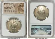 Alexius I Comnenus (AD 1081-1118). EL aspron trachy (31mm,4.25gm 6h). NGC AU 5/5 - 3/5, scratches. Constantinople, post-reform coinage, AD 1092-1118. ...