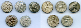 ANCIENT LOTS. Greek. Macedonian Kingdom. Ca. 4th-3rd centuries. Lot of five (5) AR tetradrachms. Fine-VF. Includes: (5) Mixed rulers, Zeus seated reve...