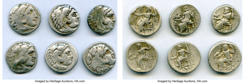 ANCIENT LOTS. Greek. Macedonian Kingdom. Ca. 336-317 BC. Lot of six (6) AR drach...