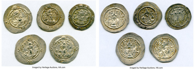 ANCIENT LOTS. Oriental. Sasanian Kingdom. Lot of five (5) AR drachms. Fine-Choic...