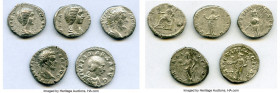 ANCIENT LOTS. Roman Imperial. Lot of five (5) AR denarii. About VF-VF. Includes: Five Roman Imperial denarii, various emperors with different types. T...