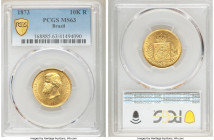 Pedro II gold 10000 Reis 1873 MS63 PCGS, Rio de Janeiro mint, KM467. AGW 0.2643 oz. 

HID09801242017

© 2020 Heritage Auctions | All Rights Reserv...