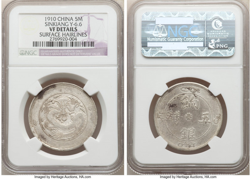 Sinkiang. Kuang-hsü 5 Miscals CD 1910 VF Details (Surface Hairlines) NGC, KM-Y6....