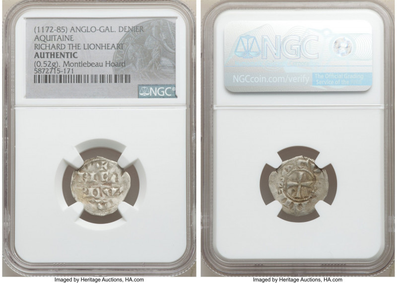 Aquitaine. Richard I, the Lionheart (1168-1185) Denier ND (1172-1185) Authentic ...