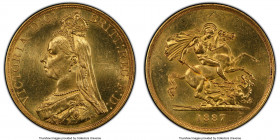 Victoria gold 5 Pounds 1887 MS62 PCGS, KM769, S-3864. AGW 1.1775 oz. 

HID09801242017

© 2020 Heritage Auctions | All Rights Reserved