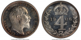 Edward VII 4-Piece Certified Prooflike Maundy Set 1906 PCGS, 1) Penny - PL67, S-3989 2) 2 Pence - PL66, S-3988 3) 3 Pence - PL66, S-3987 4) 4 Pence - ...