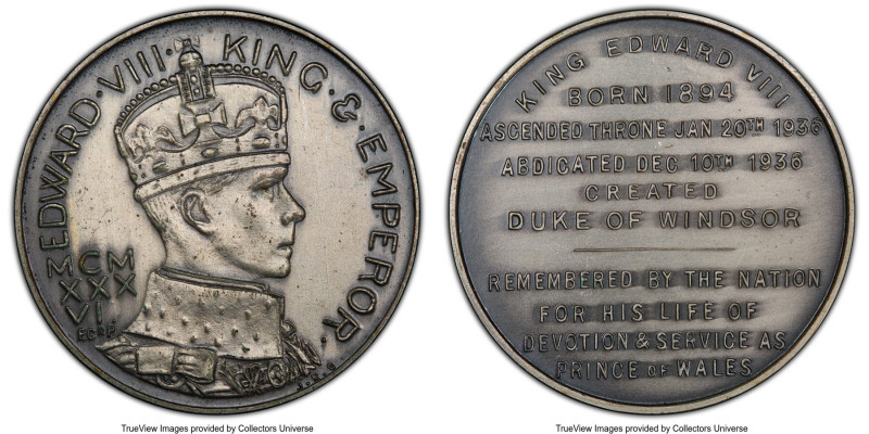 Edward VIII silvered copper Matte Specimen "Coronation" Medal 1936 SP63 PCGS, BH...