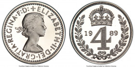 Elizabeth II 4-Piece Certified Prooflike Maundy Set 1989 PCGS, 1) Penny - PL69, KM898 2) 2 Pence - PL67, KM899 3) 3 Pence - PL69, KM901 4) 4 Pence - P...
