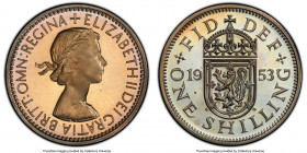 Elizabeth II Proof Shilling 1953 PR66 Cameo PCGS, KM891, S-4140. Scottish Reverse type. 

HID09801242017

© 2020 Heritage Auctions | All Rights Re...