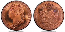 George IV 3-Piece Lot of Certified INA Retro Fantasy Issue "Wales" Crowns 1830-Dated PCGS, 1) copper Crown - MS67 Red, KM-XM1a 2) tin Crown - MS67, KM...