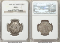 Charles IV 2 Reales 1799 NG-M MS63 NGC, Nueva Guatemala mint, KM51. Charcoal and gray toning. 

HID09801242017

© 2020 Heritage Auctions | All Rig...